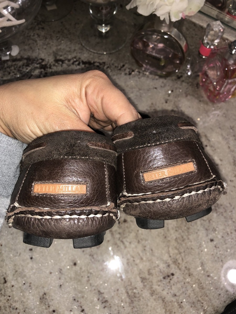PETER MILLAR Loafer Leather Driving Moccasin Brown Cognac  display picture 1