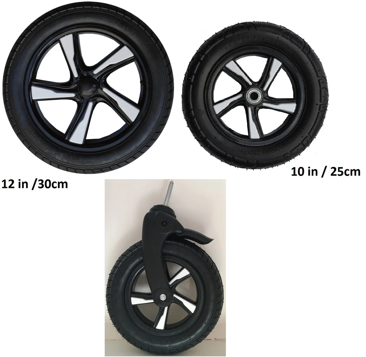 Stroller wheel replacement Front 9.5 / 10 Rear 11.5/12 Pushchair pram  buggy