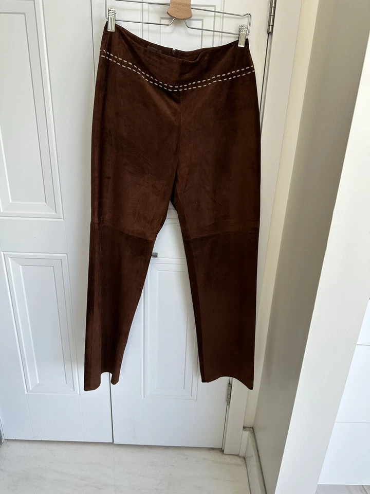 DANIER Vintage Real Leather Suede Brown Pants Woman Sz US10 - Image 2 of 4