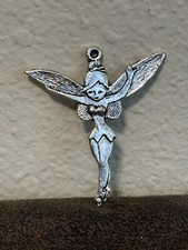 1 Tinkerbell Fairy Charm Antique Silver Tone 2  - 52 x 46 mm US Seller