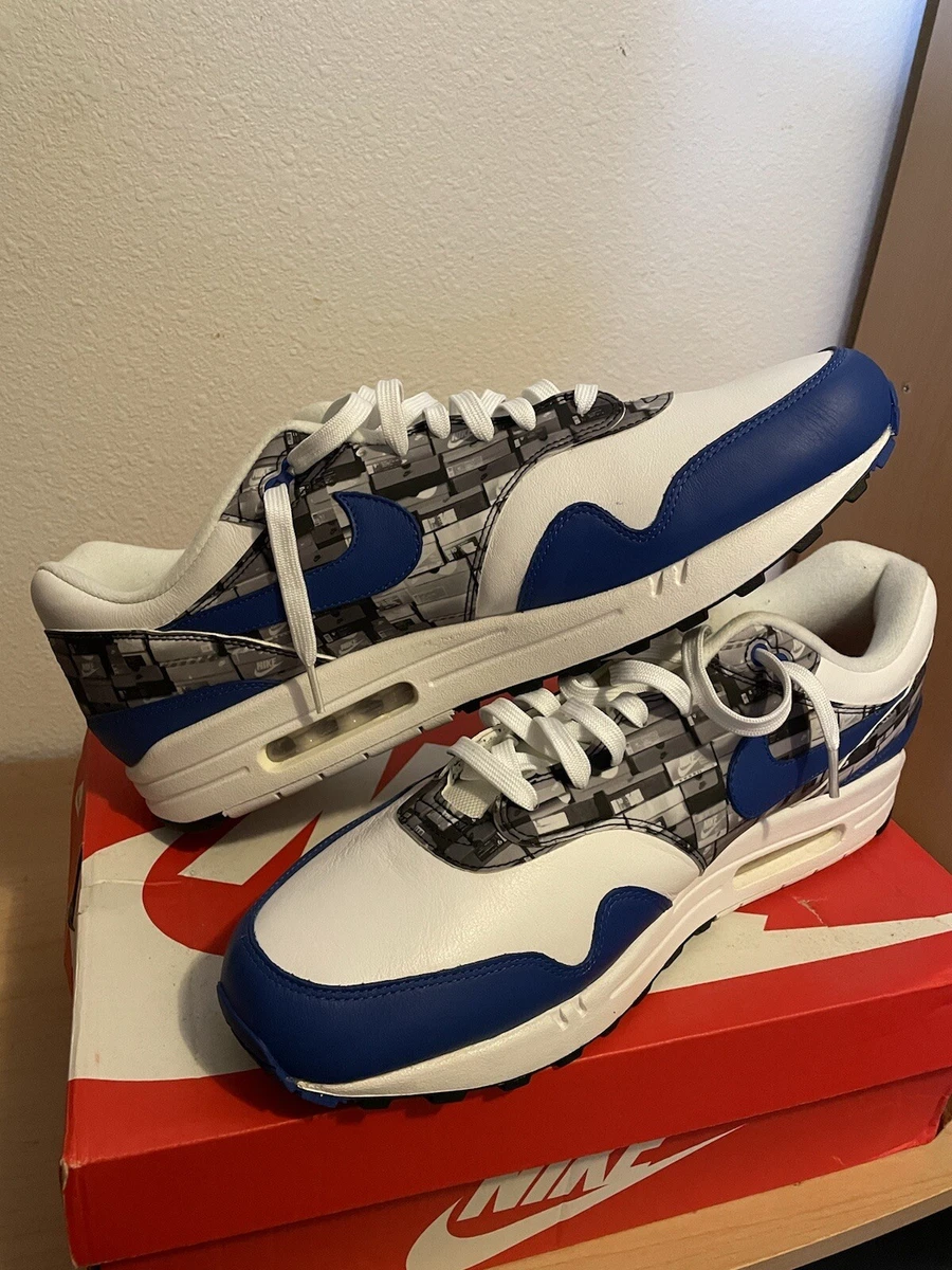 NIKE AIR MAX 1 “ATMOS WE LOVE NIKE” -WHITE/GAME ROYAL-NEUTRAL GREY AQ0927-100 15