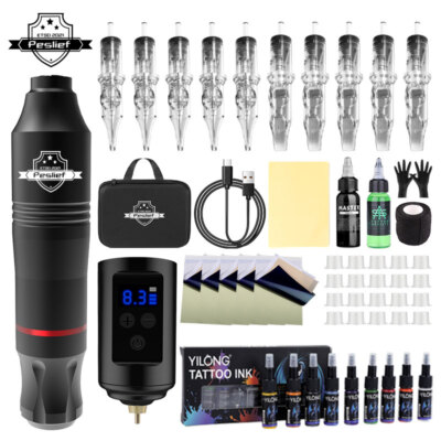 #ad Wireless Tattoo Machine Pen Gun Complete Kit with 1500mAh Power Classic Upgrade $46.99