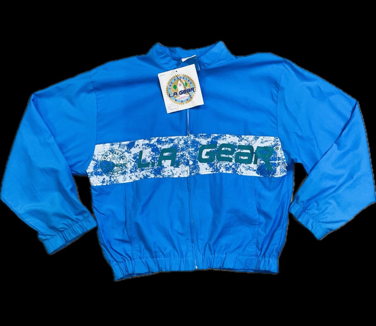 New Vintage LA Gear 1980's 80's Windbreaker Jacket Full Zip Nylon Blue, Size M