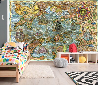 3D Painted World Map ZHUA11047 Wallpaper Wall Murals Removable Self-adhesive Ann