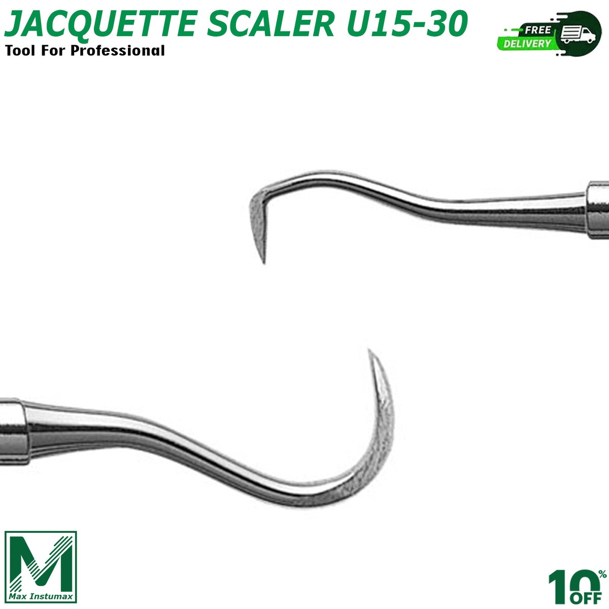 Dental Sickle Scaler - Towner U15-33, Hollow Handle, Stainless Steel, Autoclavable