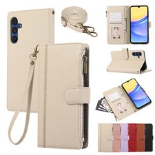 For Samsung Galaxy A55 A53 A15 A14 A13 Zipper Wallet Cover Leather Phone Case