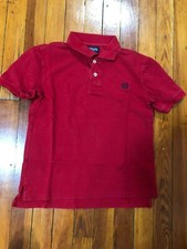 Chaps Kids Polo Shirt Short Sleeve Red Logo Front 100 Cotton Size M 10-12