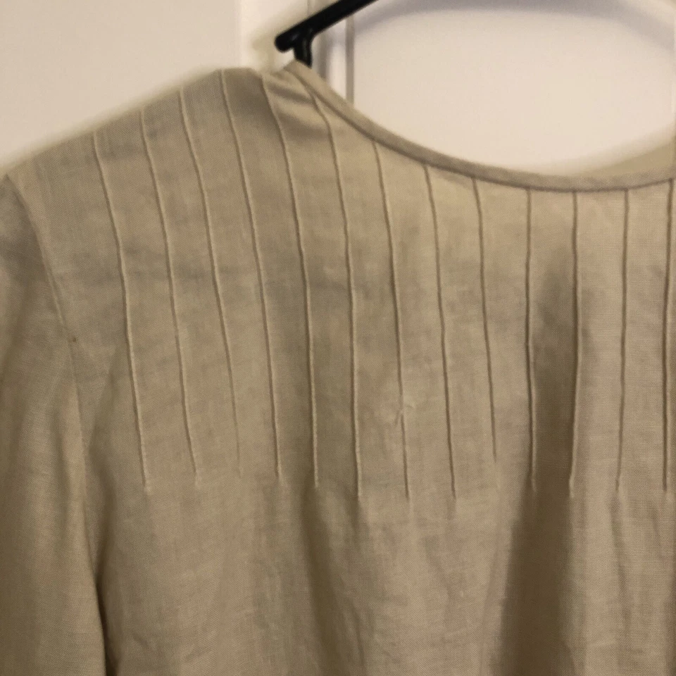 Valentino Miss V женщин назад на пуговицах желтовато-коричневый льняной расслабленный длинный оборкой манжеты рукав - Изображение 2 из 4