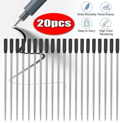 20Pcs Cross Style Ballpoint Pen Refills Smooth Flow Ink 1.0mm Medium Point Black