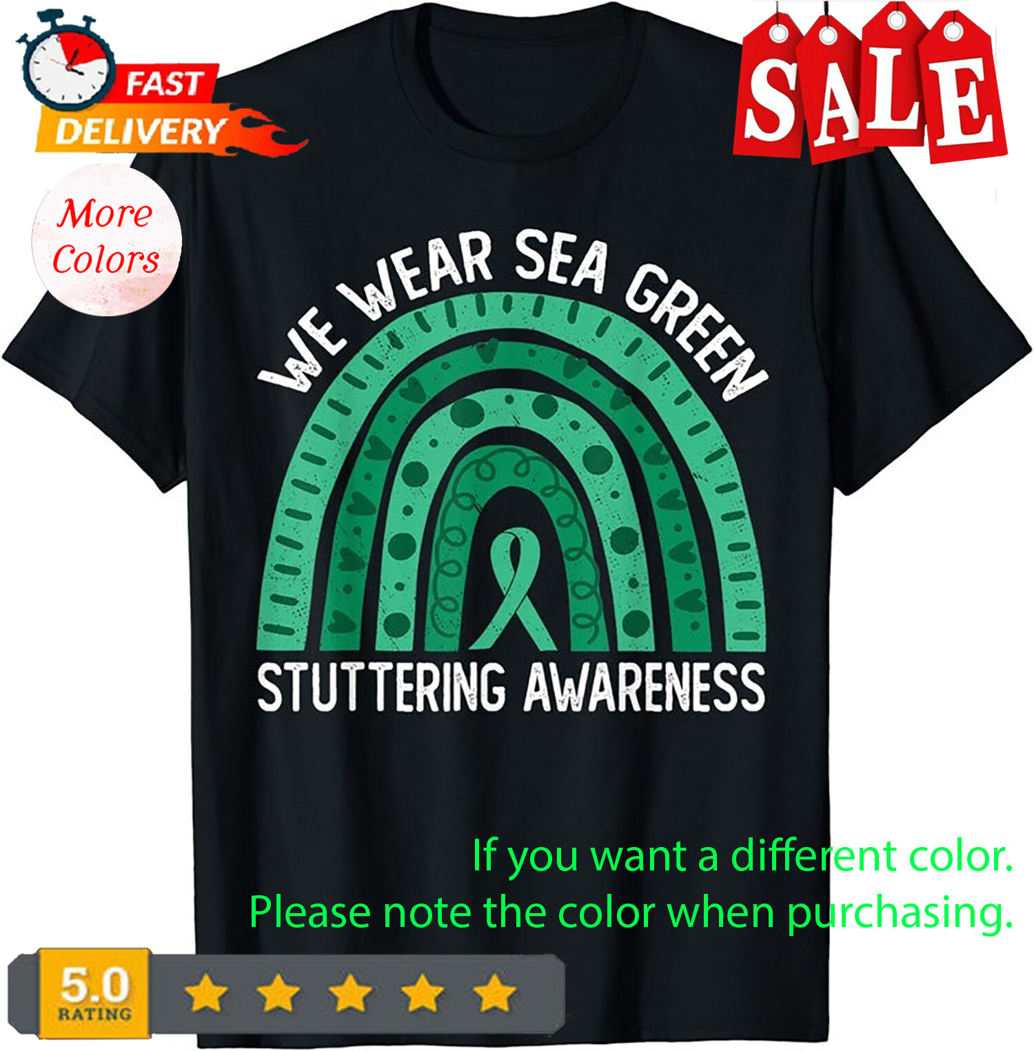 We Wear Sea Green Flag For Stuttering Awareness Unisex T-Shirt