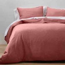 King Heavyweight Linen Blend Duvet  Sham Set Rose - Casaluna