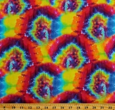 Cotton Rainbow Tye Dye Tie-Dye Colorful Swirls Fabric Print by the Yard D76C7.75