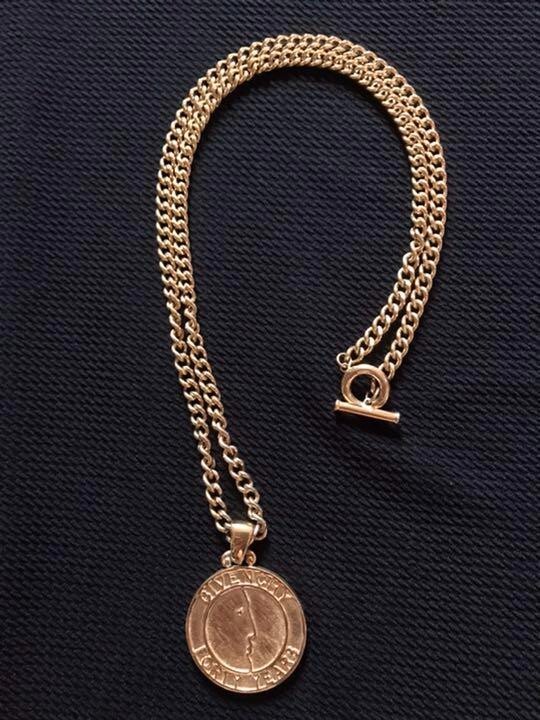 GIVENCHY Necklace Chain AUTH Vintage Rare Logo Gold Pendant choker WOMENS Japan!