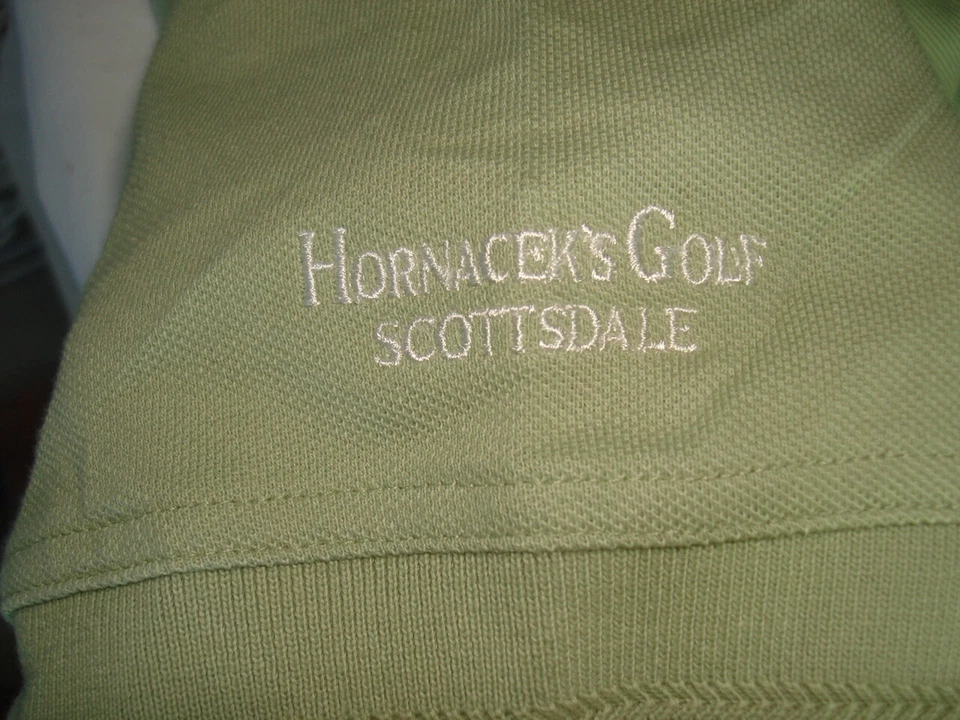 Camisa Polo Greg Norman Verde Sólido con Bulldog Bordado 100% Algodón Piqué S/S L Foto 3 de 4