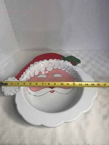 Vintage Santa Novelty Head Shape Christmas Large Serving Bowl Ullman USA - Picture 6 of 8