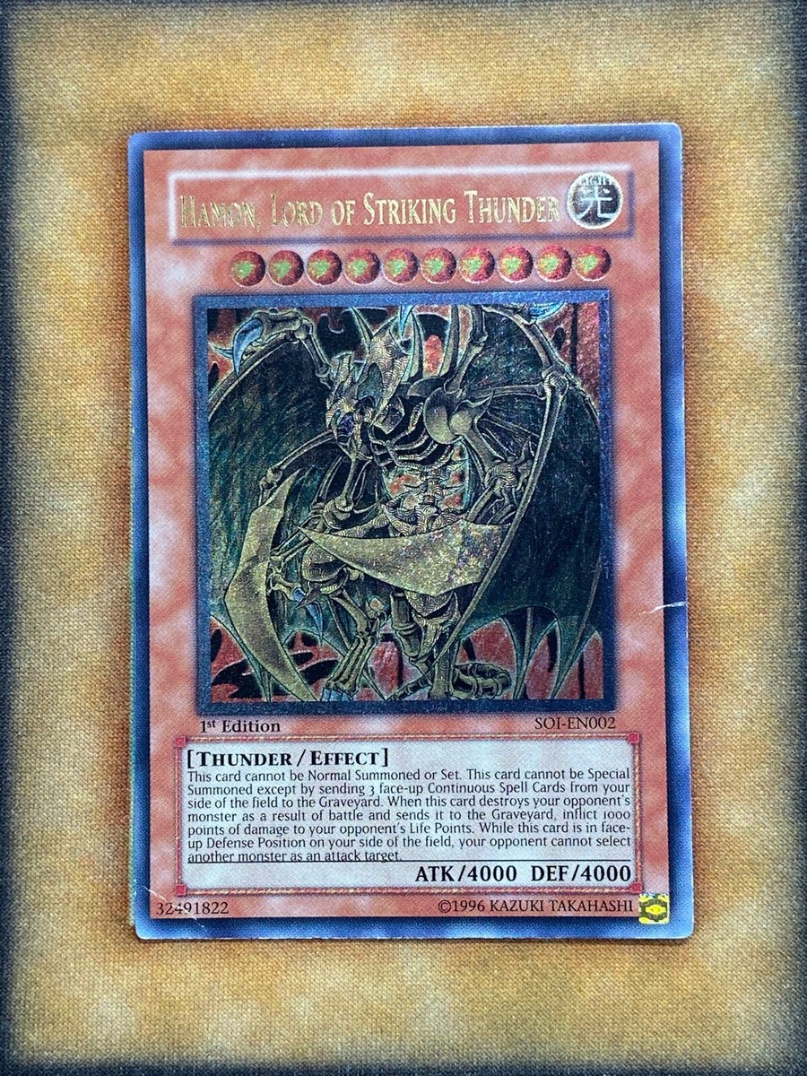 Yugioh Hamon, Lord of Striking Thunder SOI-EN002 Ultimate Rare 1st Ed MP