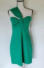 Guess Women's One Shoulder Candice Mini Dress Smocked in Jaded Green Size XL New