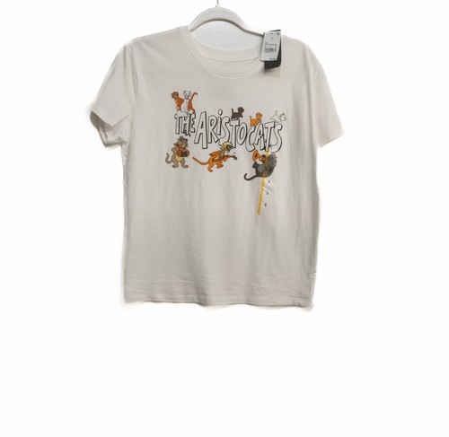 Disney the Aristocats Womens White T Shirt Graphic Spellout Short Sleeve S NWT