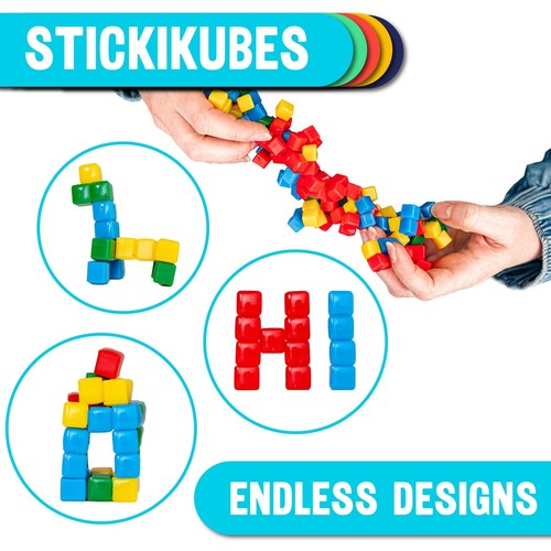 KOMARC GAMES StickiKubes, Mini Stacking Cubes That Stick to Anything, Non Tox... - Picture 2 of 5