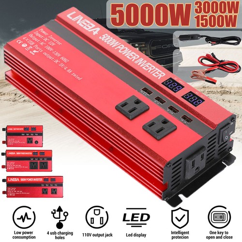 5000W 3000W Power Inverter 12V 24V To 110V 4USB Converter fr Boat Car RV Camping - Picture 24 of 126