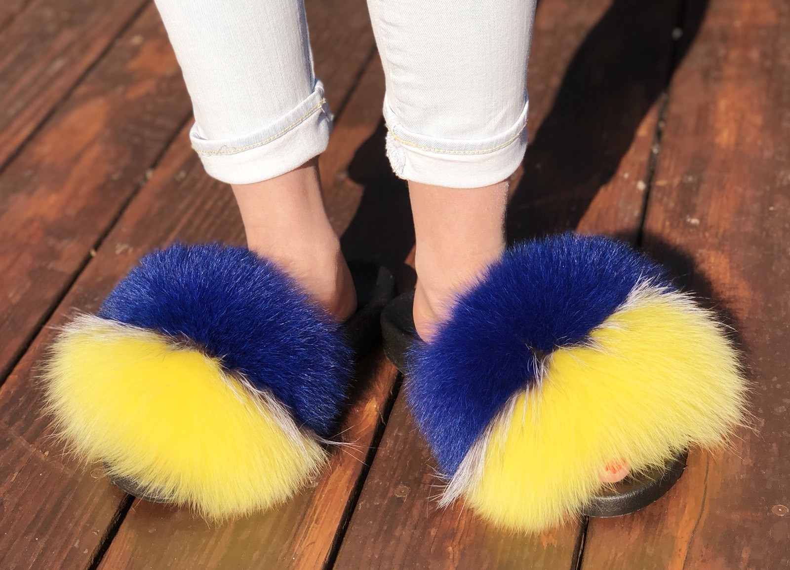 yellow furry slides