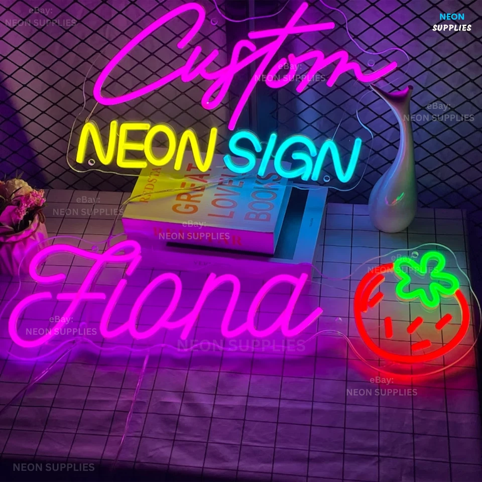 Letrero de neón personalizado nombre personalizado logotipo letreros acrílico decoración de pared luz LED nocturna Foto 3 de 4