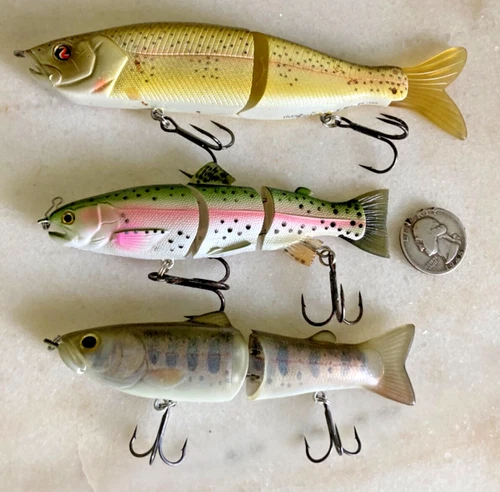 LOT 3 TROUT SWIMMER JOINTED LURES CRANKBAITS SWIMBAITS RIVER 2 SEA CALIFORNIA A+