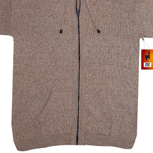 SUÉTER CON CAPUCHA DE ALPACA ANDINA HECHO A MANO PARA HOMBRE CREMALLERA SÓLIDA TALLA L - Imagen 3 de 8
