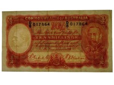 1936 Ten Shillings Riddle / Sheehan Banknote in Very Fine Condition