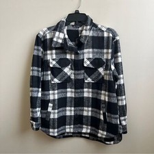 NWT Members Mark black white plaid Shacket girls Size XL 14-16