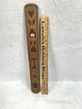 antique busk corset stay 13.5x1 5/7 wood hand carved inlaid original 18th 19thc