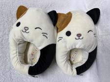 Squishmallows Plush Slippers Kids Size 2/3 Black White Cat Kawaii