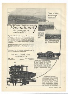 1924 Oil Well Supply Co. of Pittsburgh Ad: Imperial Works in Oil City, Oswego +