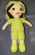 New Crochet Billie Eilish Doll Bright Green Tee Shirt + Shorts Plushie /Toy. 