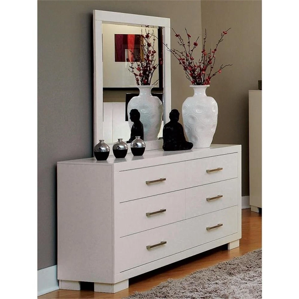 Coaster Jessica 6-Drawer Wood Dresser with Bar Hardware in White - Image 2 of 3