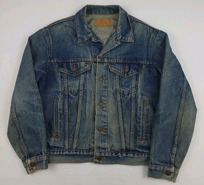 Vintage 80s Levi's Denim Blue Jean Jacket USA Made Trucker Worn Faded Distressed