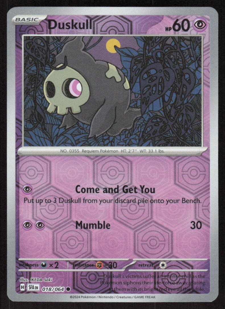 Duskull 018/064 Common Shrouded Fable Pokemon Reverse Holo Near Mint