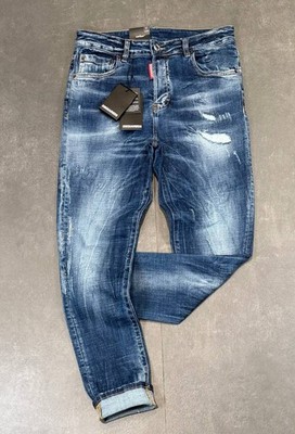 Dsquared2 Herren Slim Fit Stretchy Ripped Washed Blue Jeans Hose