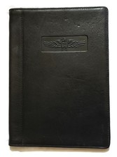 AL BERES 1980’S BLACK ITALIAN LEATHER DAY PLANNER WITH EAGLE LOGO MADE IN USA