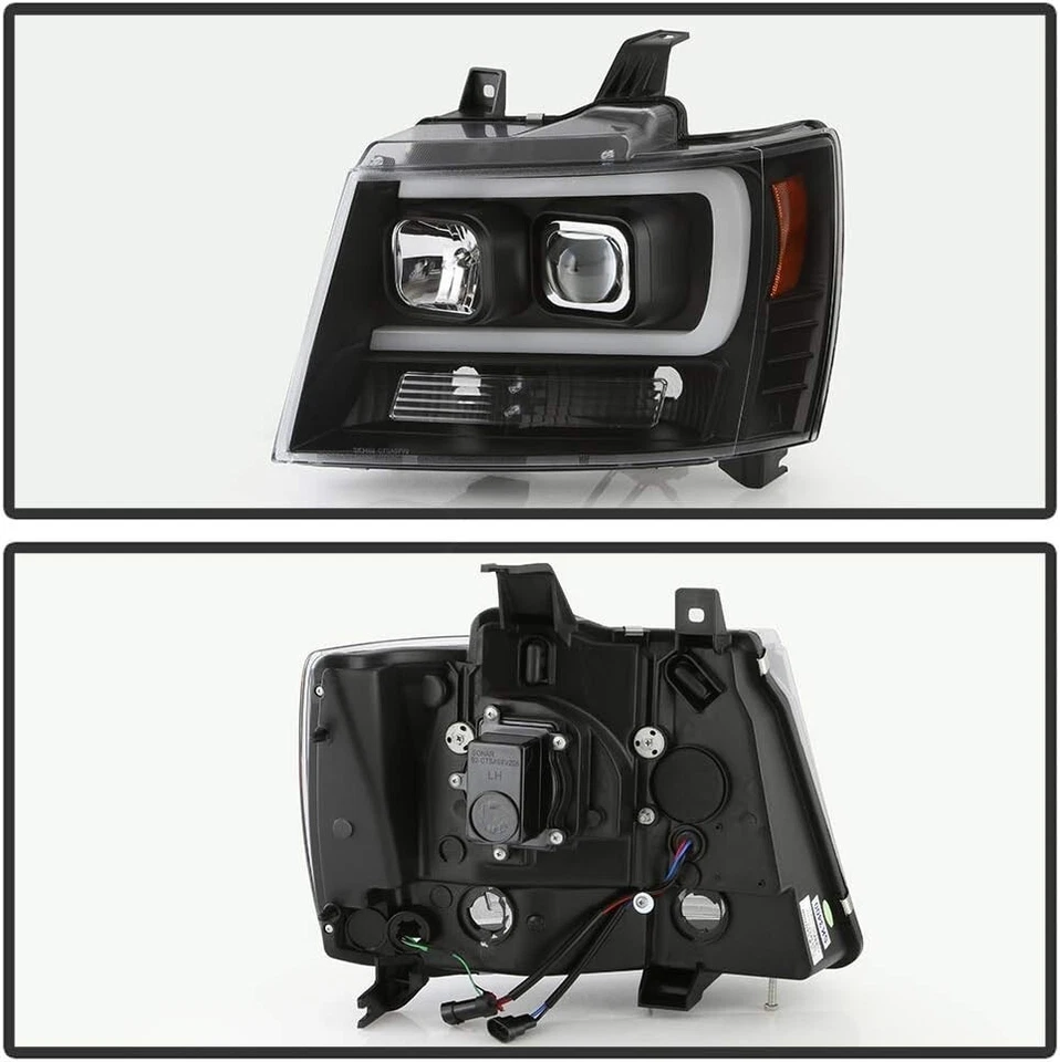 Faros proyectores LED DRL negros para Chevy Suburban Tahoe Avalanche 2007-2014 Foto 2 de 4