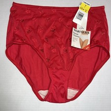 NWT Vintage 90  s Warner  s Hi-Cut Panties Sz 7 55188 Red Flower Charms Y2K