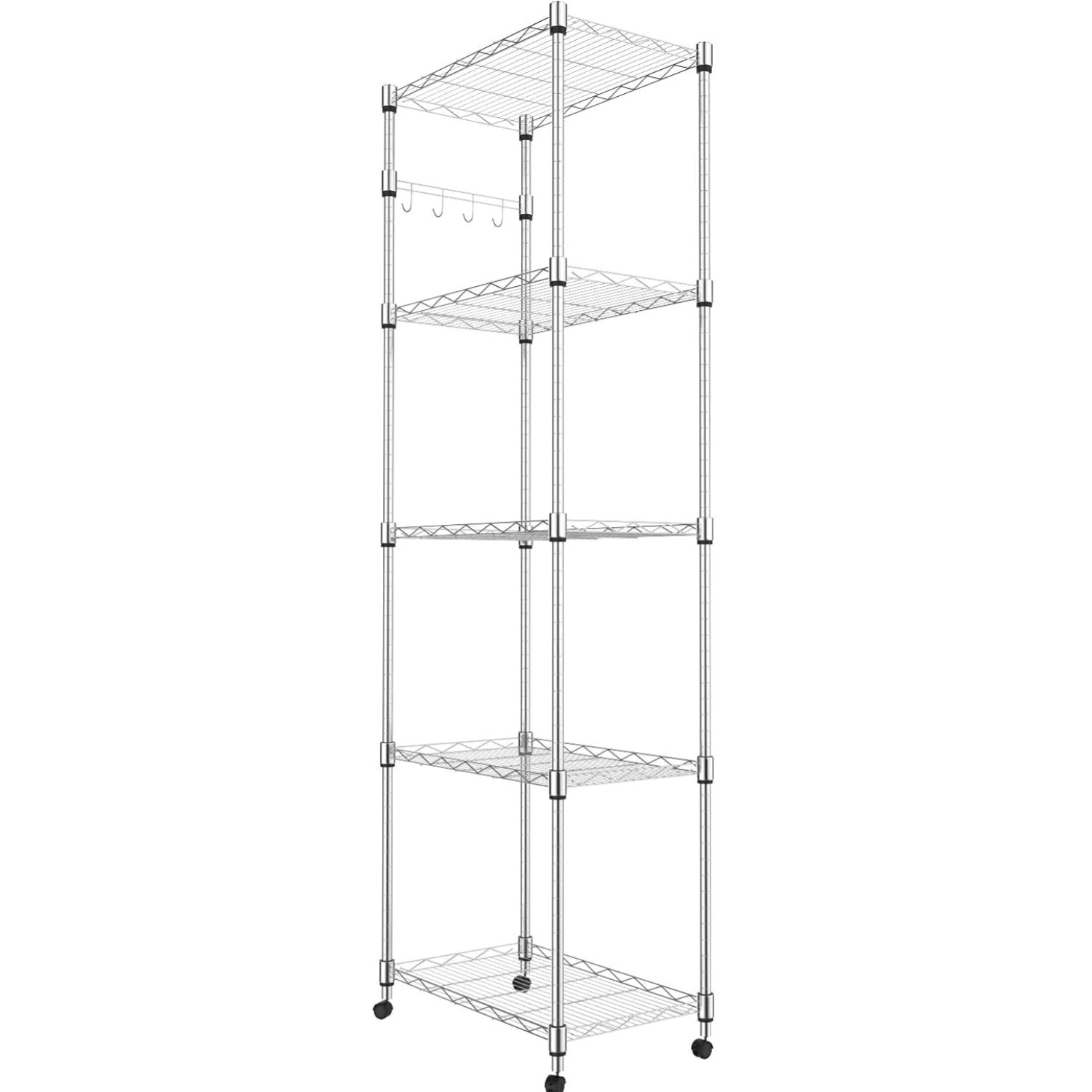 5 Tier Steel Wire Shelving Unit on Wheels Heavy Duty Storage Garage Kitchen