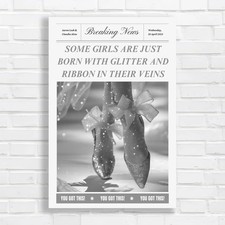 Glitter and Ribbon Black White Canvas Print Large Picture Wall Art