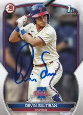 Devin Saltiban Signed IP 2023 Bowman Draft Card #BD-2 Phillies #21 Prospect!