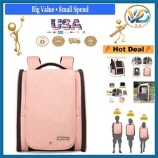 Upgraded Pet Backpack Carrier Small Cats Dogs Ventilated Safety Straps Pink