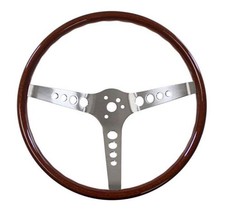 Cj Classics Steering Wheel Walnut Woodgrain 14 With 4-hole Spokes For 3-bolt Hu