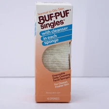 Buf Puf Singles New Old Stock 40 Disposable Facial Sponges