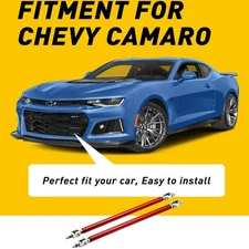 Front Bumper Lip Splitter Strut Rod Tie Support Bar Fits For Chevy Camaro 8"-11"