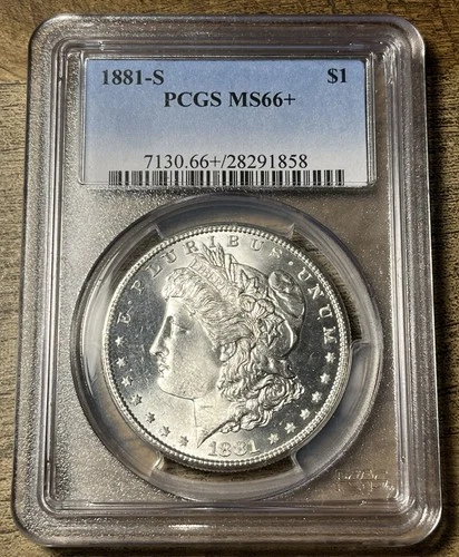 1881-S Morgan Dollar PCGS MS-66+ - Gem Coin with Brilliant Luster, MS66+ Plus