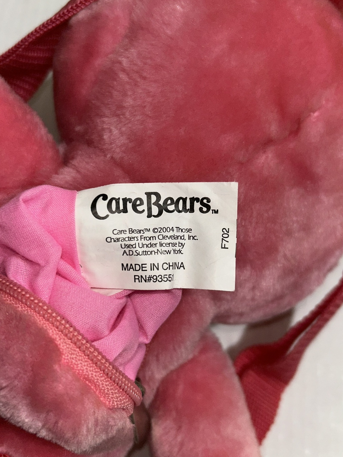 Vintage Care Bears Love A Lot Bear Plush Backpack Pink Hearts Shoulder Bag 2004